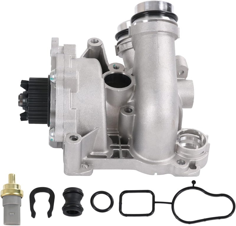 RALBDX Aluminum Electric Engine Water Pump Assembly Compatible with Audi A3 A4 A5 A6 Q3 Q5 TT VW Beetle CC Eos GTI Jetta Passat Tiguan 2.0T TSI Engine Replaces# 06H121026CQ 06H121026AB 06H121026T - Image 1